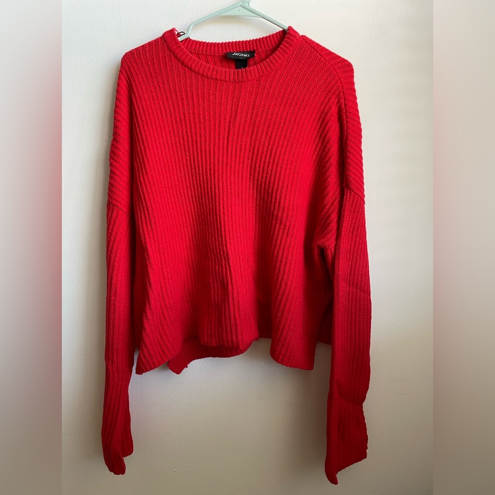 Monki Ribbed Knitted Boxy Sweater